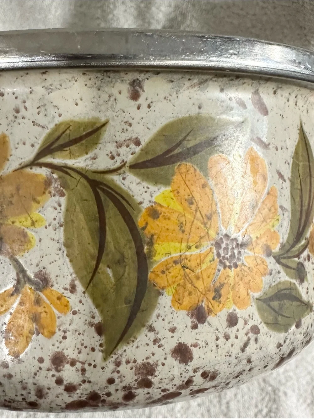 Vintage 70s JMP Capri Floral Enamel Saucepan Made in Spain